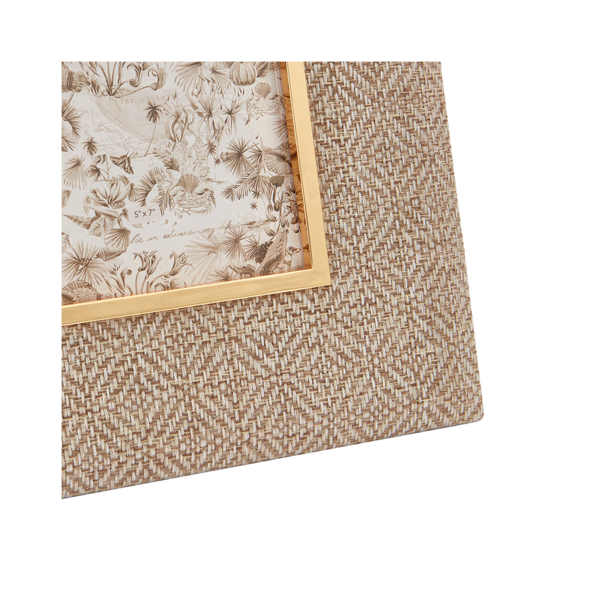 India Hicks Brown Geometric Fabric Photo Frame